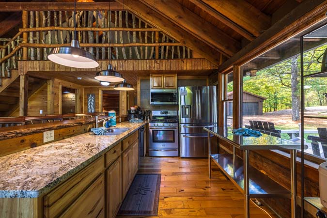 Custom rustic dining table at High Point Lodge