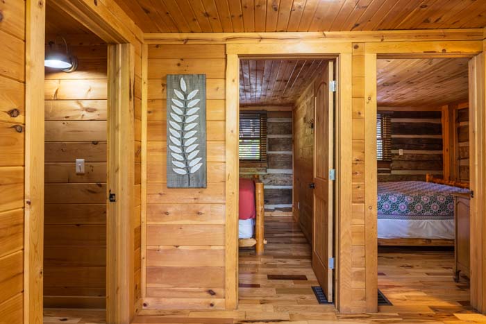 Hallway with doors to bedrooms at High Point Lodge