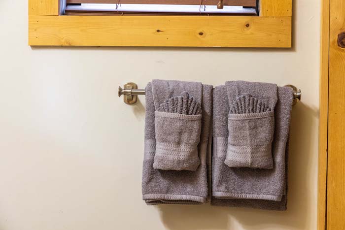 Towels hanging on a towel bar at High Point Lodge
